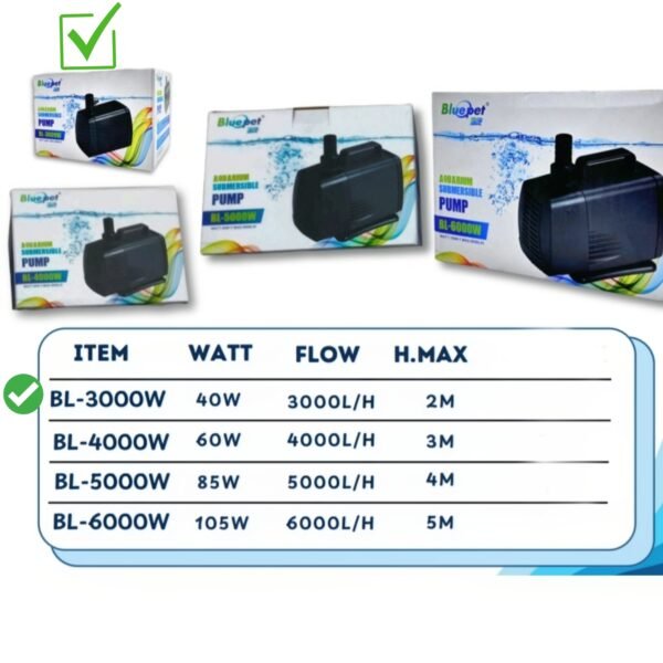 (KYY1) Bluepet BL 3000W Submersible Pump (40W & 3000 L/h)